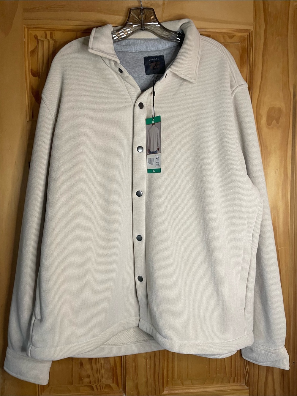 Men's Cream Snap-Front Cardigan Sweater